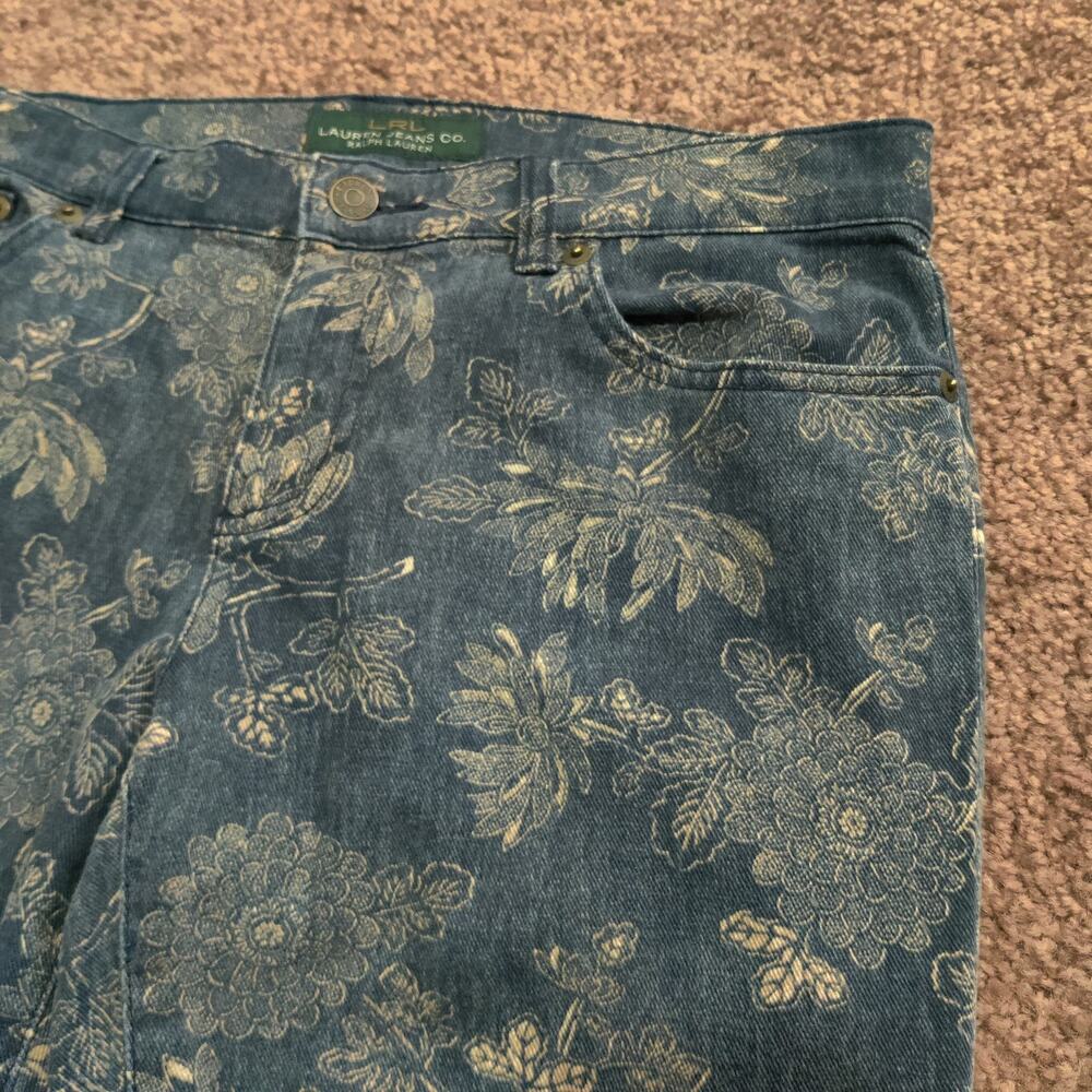 Lauren Jeans Co. Ralph Lauren Women's 6 30x27 Floarl Print All Over Pants Blue